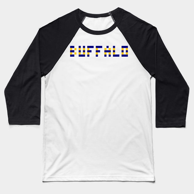 Pixel Hockey City Buffalo 1996 Retro Baseball T-Shirt by gkillerb